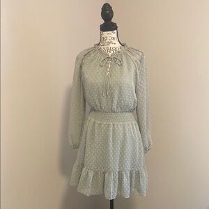 Skies Are Blue Light Green Polka Dot Dress